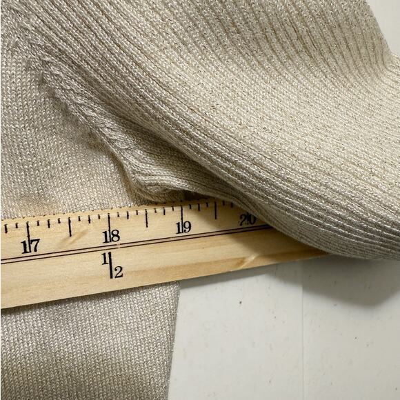 Liz Claiborne Career Metallic Open Front Cardigan Sweater Beige Women’s Medium - Picture 11 of 13